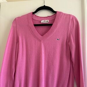 Vineyard Vines Women V-Neck Sweater Pink Cotton Size Small EUC